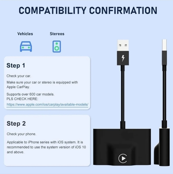 Teeran CarPlay Wireless Adapter for Factory Wired CarPlay 2024 Upgrade Plug & Pl - Picture 2 of 9